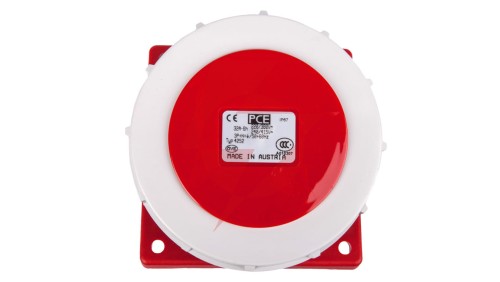 Gniazdo tablicowe skośne 32A 5P 400V /100x92/ czerwone IP67 POWER TWIST 4252-6