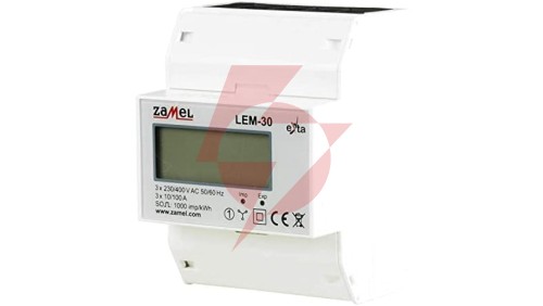 Licznik energii elektrycznej 3-fazowy LCD 100 A 4-MOD LEM-30 EXT10000235