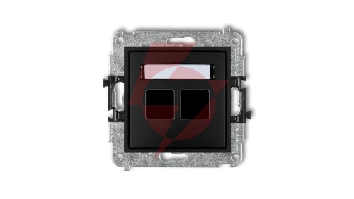 MINI Mechanizm gniazda multimedialnego podwójnego bez modułu (standard Keystone) czarny mat 12MGM-2P
