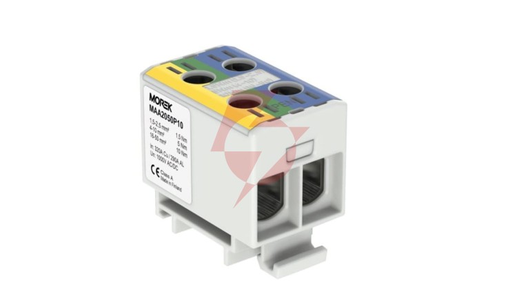 Złączka OTL-PEN50 żółto-zielony, niebieski 2xAl/Cu 1,5-50mm² 1000V AC / 1500V Zacisk uniwersalny do instalacji TN-C-S MAA2050P10