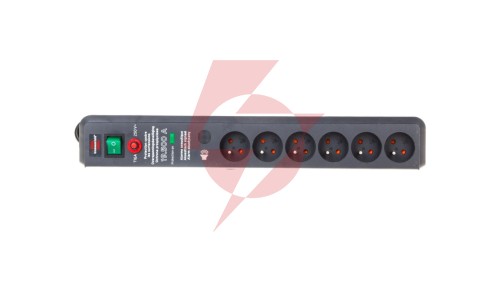 Listwa zasilająca przeciwprzepięciowa Secure-Tec 15kA 3m 6 gniazd antracytowy H05VV-F 3G1,5 1159541376