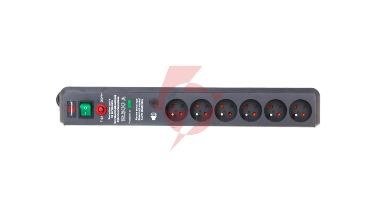 Listwa zasilająca przeciwprzepięciowa Secure-Tec 15kA 3m 6 gniazd antracytowy H05VV-F 3G1,5 1159541376