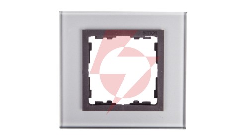 Simon 82 Ramka pojedyncza szklana szara/ ramka pośrednia grafit 82817-35