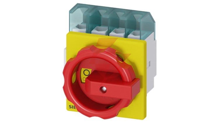Rozłącznik główny/awaryjny 3P+N 25A 9.5kW AC23A 400V montaż tablicowy pokrętło żółto-czerwone 4 otwory 3LD2103-1TL53
