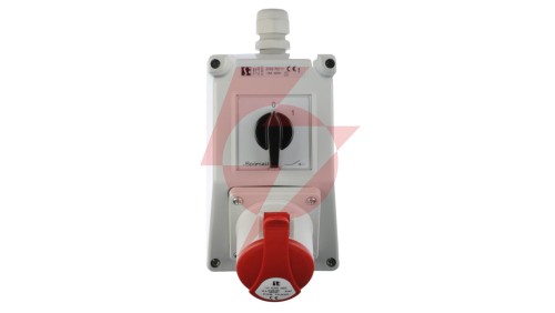 Zestaw instalacyjny z gniazdem 16A 5P (0-1) czerwony ZI02R211
