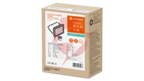 Projektor LED FLOOD COMPACT SENSOR V 20W 2000lm 4000K IP65 SYM 100 (z czujnikiem ruchu) czarny 3 LATA GWARANCJI 4058075575288