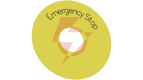 Etykieta podkładkowa żółta 75mm do otworu 22mm z inskrypcją /EMERGENCY STOP/ SIRIUS ACT 3SU1900-0BB31-0DA0