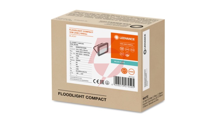 Projektor LED FLOOD COMPACT V 10W 1000lm 4000K IP65 SYM 100 czarny 3 LATA GWARANCJI 4058075574595