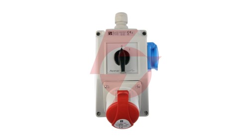 Zestaw instalacyjny z gniazdem 16A 5P+2P+Z (0-1) czerwony ZI03R211