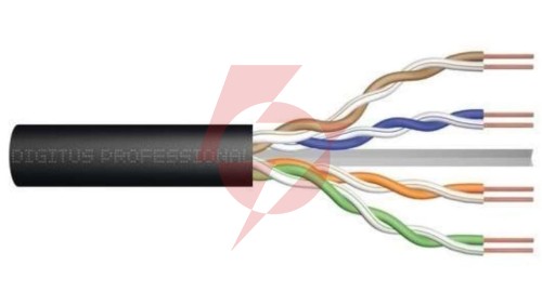 Kabel teleinformatyczny U/UTP kat.6 PE zewnętrzny suchy czarny Fca DK-1611-V-5-OD /500m/