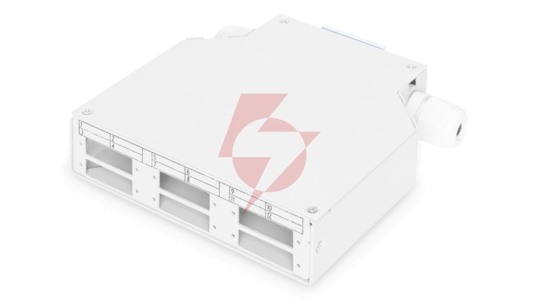Przełącznica światłowodowa na szynę DIN, 6x SC duplex z tacką na spawy, szary DN-96890