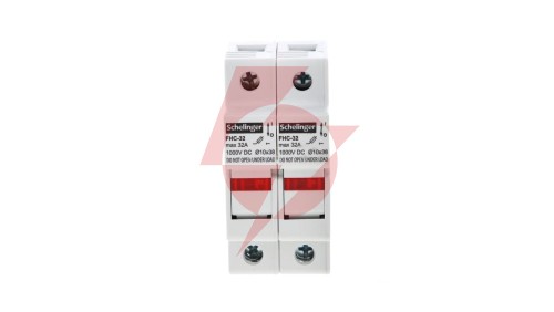 podstawa bezpiecznikowa 2-polowa do wkładek 10x38 1000V DC MAX. 32A Z KONTROLKĄ