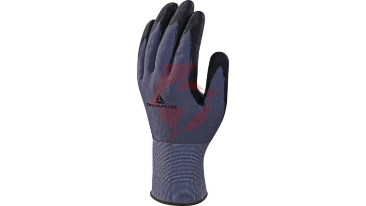 Rękawice dziane z poliamidu spandex (100) dłoń powlekana nitrylem ścieg 15 kolor szaro-czarny rozmiar 9 MAIN VE726NO09