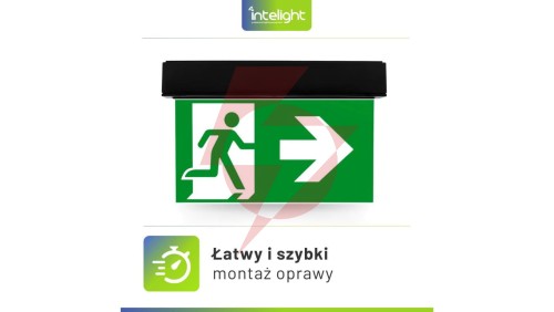 Oprawa ewakuacyjna natynkowa SUPREMA D-std M 3H AT IP54 NT BLK + (E2, E3) / 93994