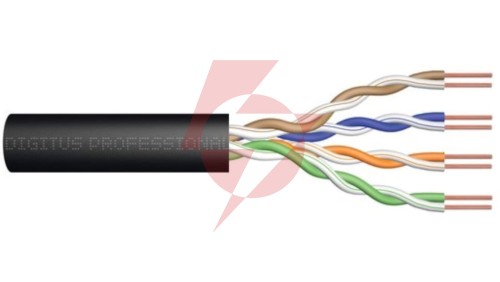 Kabel teleinformatyczny U/UTP kat.5e PE zewnętrzny suchy czarny Fca DK-1511-V-1-OD /100m/