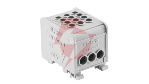 Odgałęźnik instalacyjny 1-torowy (3x16mm²/3x16mm²) LZ1*16/16/16 mocowanie na TS 35, szary 84170002