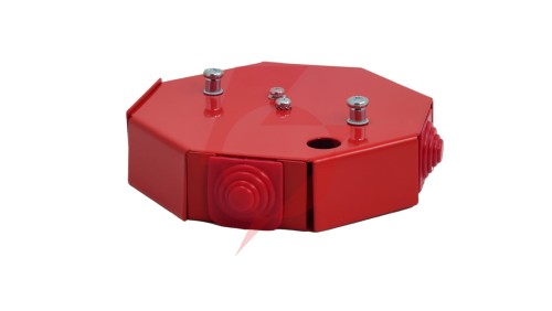 Puszka przeciwpożarowa PIP-3AN B6x2x4 ośmiokątna, E90, z bezpiecznikiem 0,75A, wymiary 124x28x137mm, czerwony 84623606