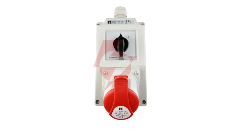 Zestaw instalacyjny z gniazdem 32A 4P (0-1) czerwony ZI02R341