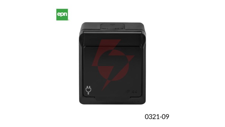 HERMES Gniazdo natynkowe pojedyncze z uziemieniem 2P+Z IP czarne 0321-09