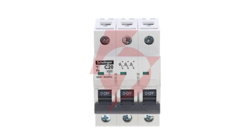 Wyłącznik nadprądowy 3P C 20A 6kA AC SCHELINGER A02-G7-3P-C20