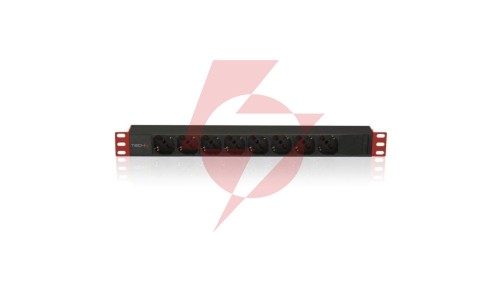 Listwa zasilająca Rack 1U 8x Schuko, kabel C14, 250V/16A, 2m
