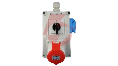 Zestaw instalacyjny z gniazdem 32A 4P+2P+Z (0-1) czerwony ZI05R341