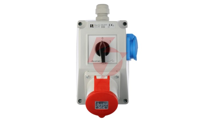 Zestaw instalacyjny z gniazdem 32A 4P+2P+Z (0-1) czerwony ZI05R341