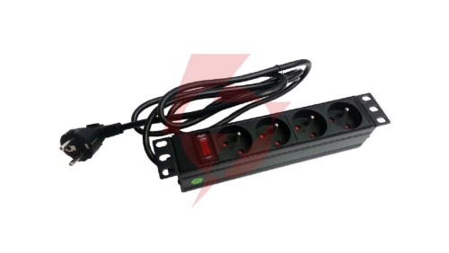 Listwa zasilająca rack 10 cali PDU gniazdo 4 x CEE 7/5 wtyk CEE 7/7