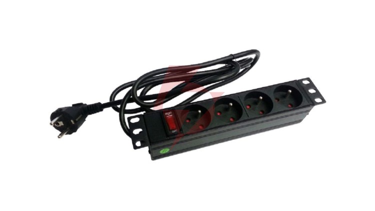 Listwa zasilająca rack 10 cali PDU gniazdo 4 x CEE 7/5 wtyk CEE 7/7