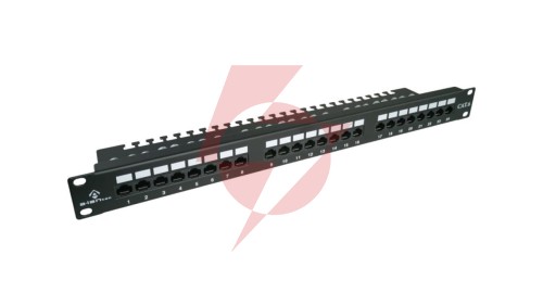 Patch panel UTP kat.6, 24 porty LSA z półką 1U PK001