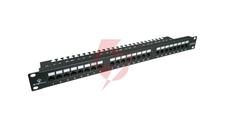 Patch panel UTP kat.6, 24 porty LSA z półką 1U PK001