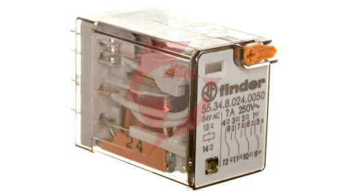 Przekaźnik przemysłowy 4P 7A 24V AC przycisk testujący LED 55.34.8.024.0050