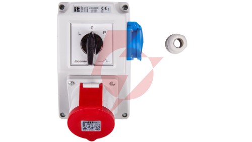 Zestaw instalacyjny z gniazdem 32A 4P+2P+Z (L-0-P) czerwony ZI05R361