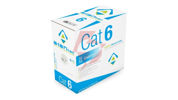 Kabel teleinformatyczny U/UTP kat.6 PVC Eca szary ALANTEC /305m/