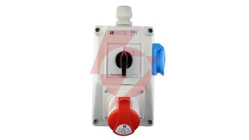 Zestaw instalacyjny z gniazdem 16A 3P+Z+2P+Z (0-1) czerwony ZI03\R111