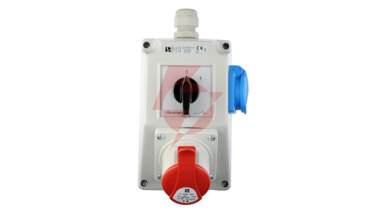 Zestaw instalacyjny z gniazdem 16A 3P+Z+2P+Z (0-1) czerwony ZI03\R111