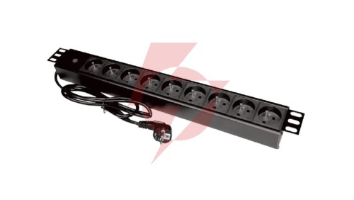 Listwa zasilająca rack 19 cali PDU gniazdo 9 x CEE 7/5 wtyk CEE 7/7 z diodą LED PZ09