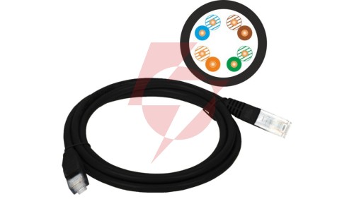 Patch-cord U/UTP kat.5e PVC 1.0m czarny KKU5CZA1