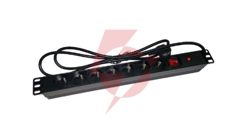 Listwa zasilająca rack 19 cali PDU gniazdo 7 x CEE 7/5 wtyk CEE 7/7 z wyłącznikiem i zabezpieczeniem