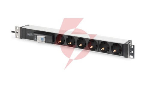 Listwa zasilająca PDU 19 Rack 6x schuko 2m 1x wtyk unischuko 16A wyłącznik nadprądowy DN-95417