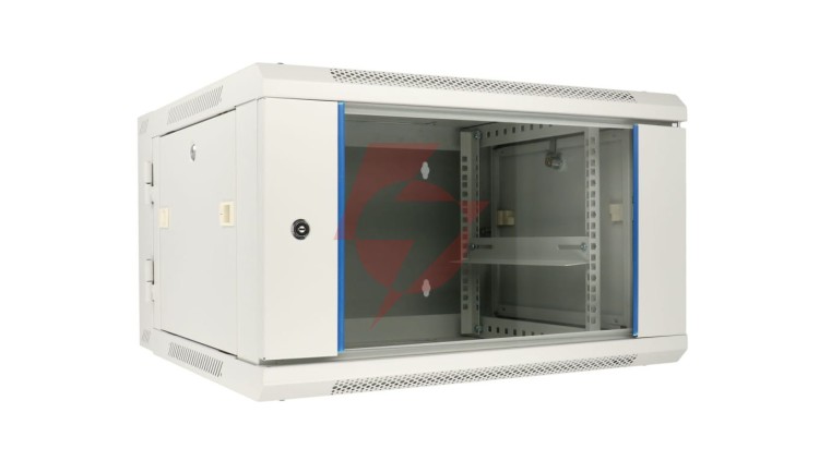 Szafa rack montowana na ścianie, dwusekcyjna Extralink 6U 600x600 AZH Szara