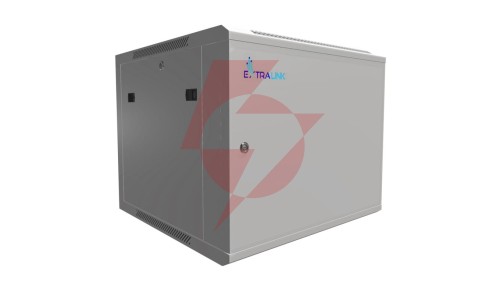 Szafa rack montowana na ścianie, drzwi blaszane pełne Extralink 9U 600x600 ASP Szara