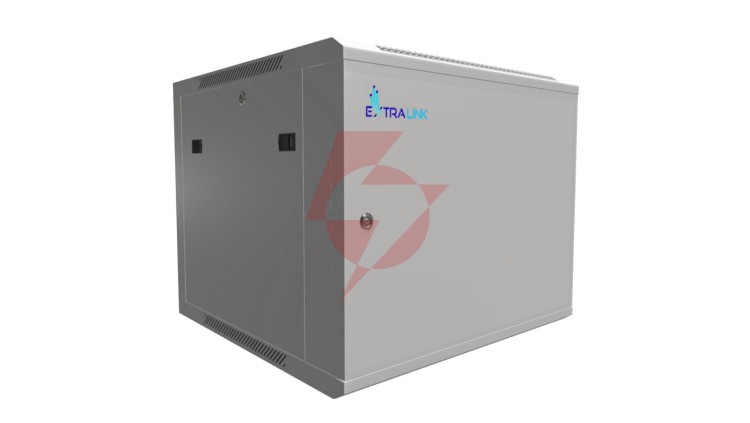 Szafa rack montowana na ścianie, drzwi blaszane pełne Extralink 9U 600x600 ASP Szara