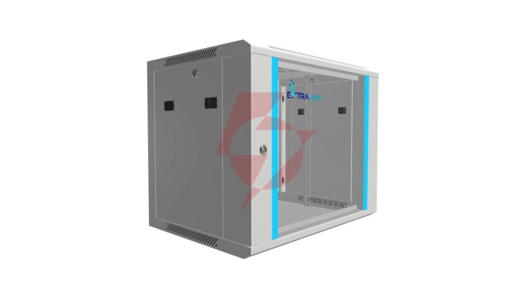 Szafa rack montowana na ścianie Extralink 9U 600x450 Szara