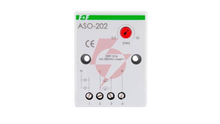Automat schodowy z przeciwblokadą 16A 0,5-10min 230V AC ASO-202