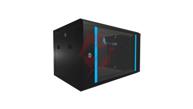Szafa rack montowana na ścianie Extralink 6U 600x450 Czarna