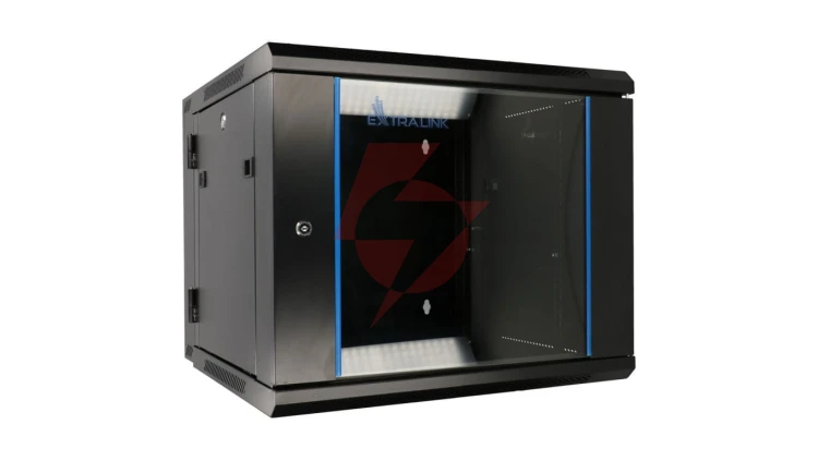 Szafa rack montowana na ścianie, dwusekcyjna Extralink 12U 600x600 AZH Czarna