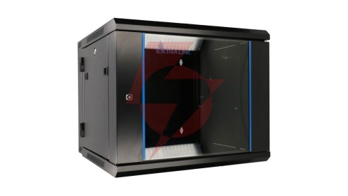 Szafa rack montowana na ścianie, dwusekcyjna Extralink 9U 600x600 AZH Czarna