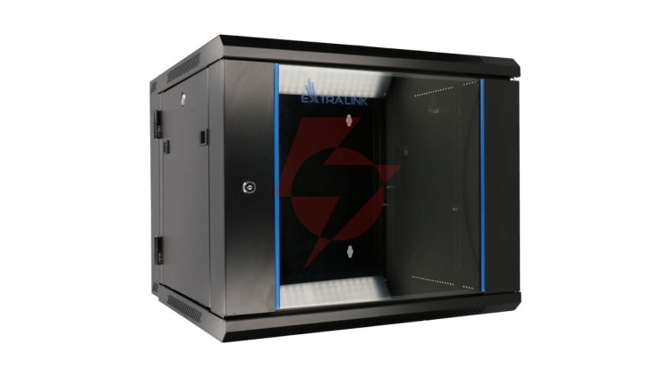 Szafa rack montowana na ścianie, dwusekcyjna Extralink 9U 600x600 AZH Czarna