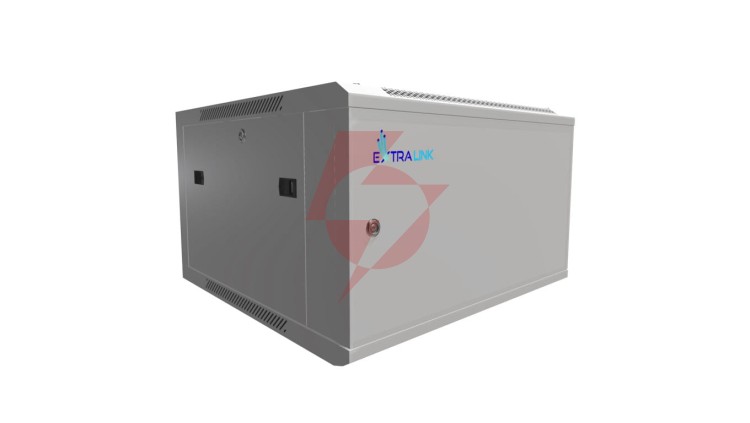Szafa rack montowana na ścianie, drzwi blaszane pełne Extralink 6U 600x600 ASP Szara